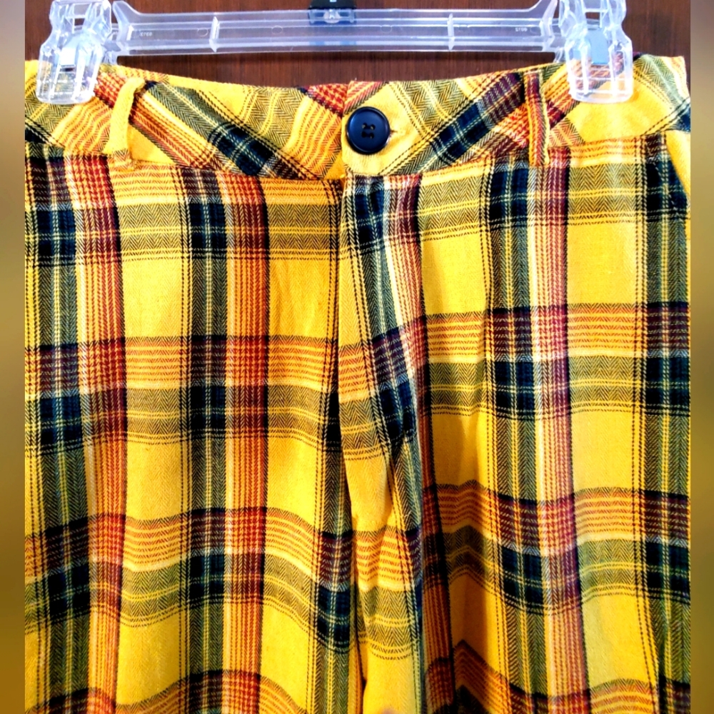 Yellow Plaid Flat Front Trousers Punk/Ska